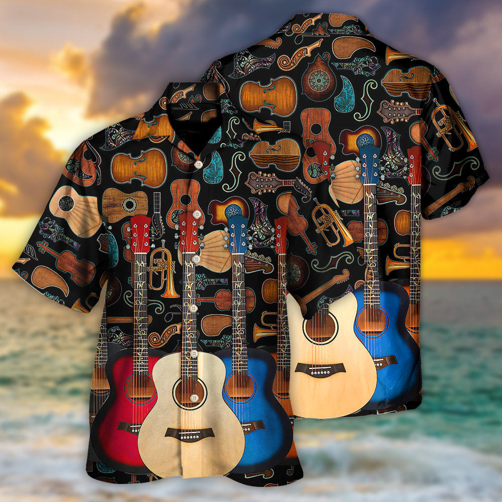 Guitar Lover Happy Life With Music - Hawaiian Shirt - Owls Matrix LTD