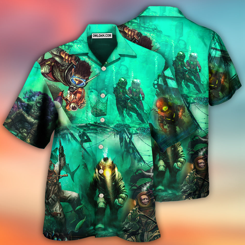 Diving Monster Under The Sea Art Style - Hawaiian Shirt - Owls Matrix LTD