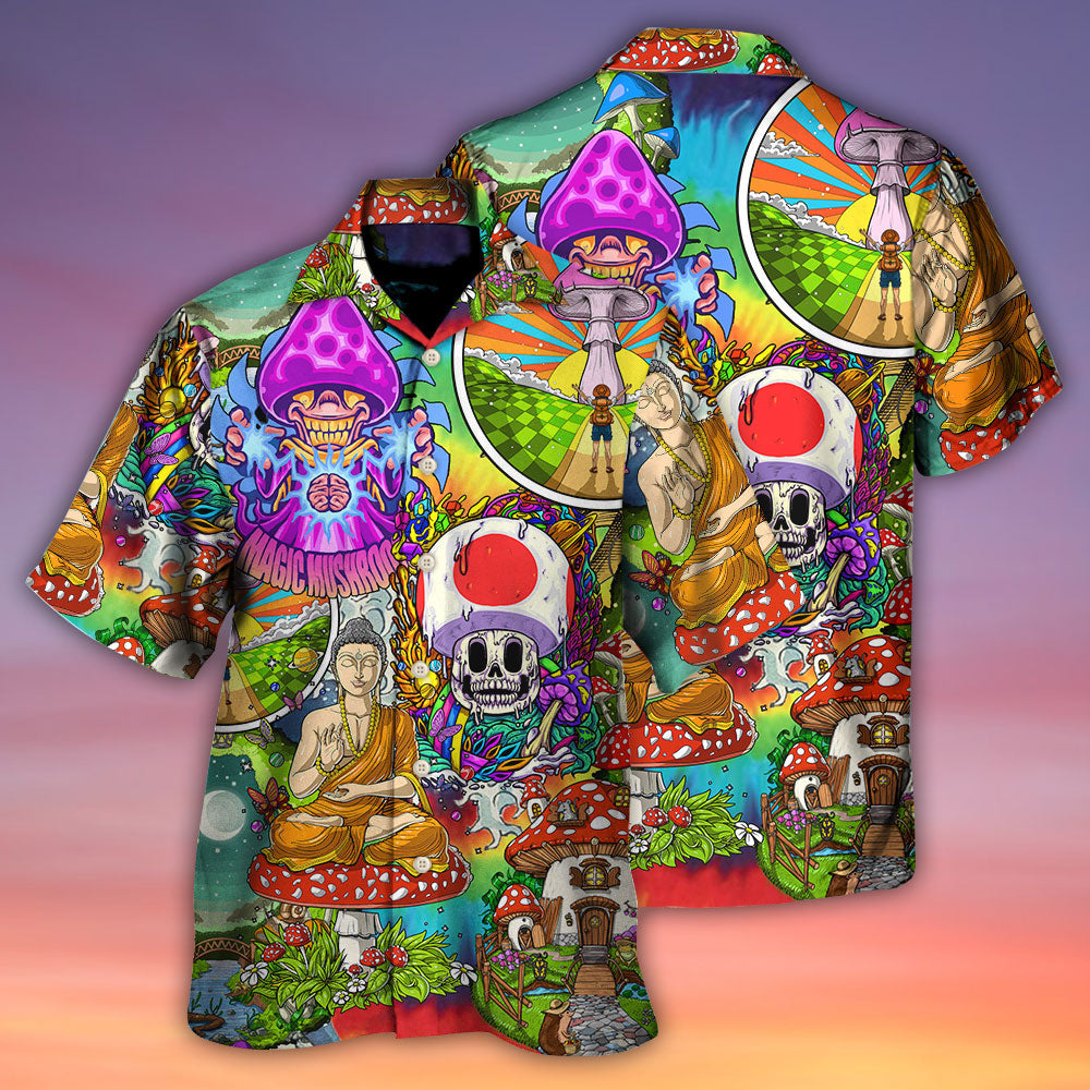 Hippie Mushroom Peace Colorful Let It Be - Hawaiian Shirt - Owls Matrix LTD