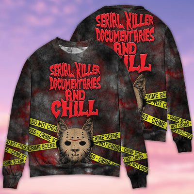 Cat Serial Killer Documentaries And Chill - Sweater - Ugly Christmas Sweaters - Owls Matrix LTD
