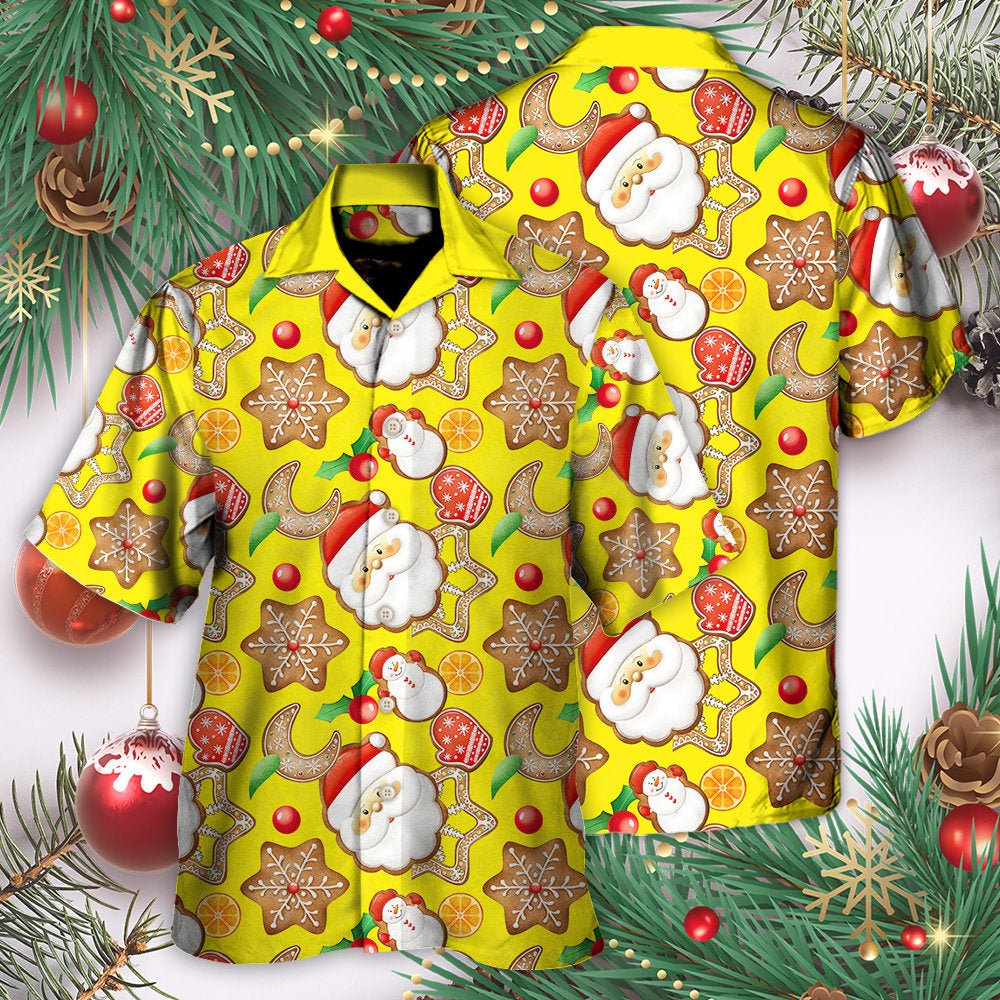 Christmas Santa Snowman Gingerbread And Sweets - Hawaiian Shirt - Owls Matrix LTD