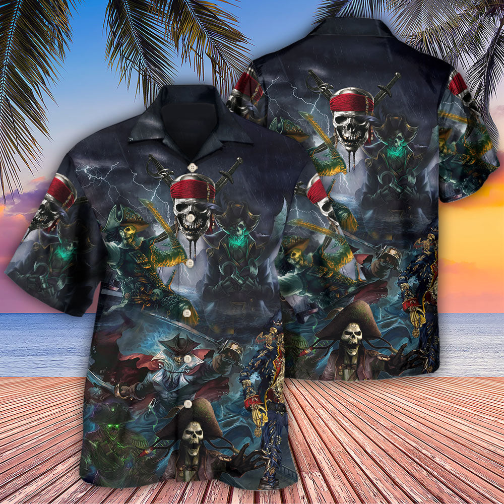 Pirate Skeleton And Thunder - Hawaiian Shirt - Owls Matrix LTD