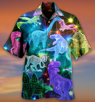 Dinosaur Fullcolor Neon Cool - Hawaiian Shirt - Owls Matrix LTD