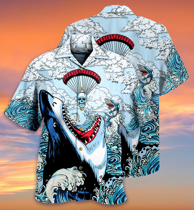 Shark Love Skull Style - Hawaiian Shirt - Owls Matrix LTD