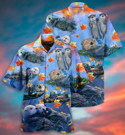 Otter Couple Love Happy - Hawaiian Shirt - Owls Matrix LTD