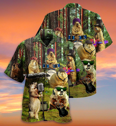 Ferret Animals Sing A Song - Hawaiian Shirt - Owls Matrix LTD