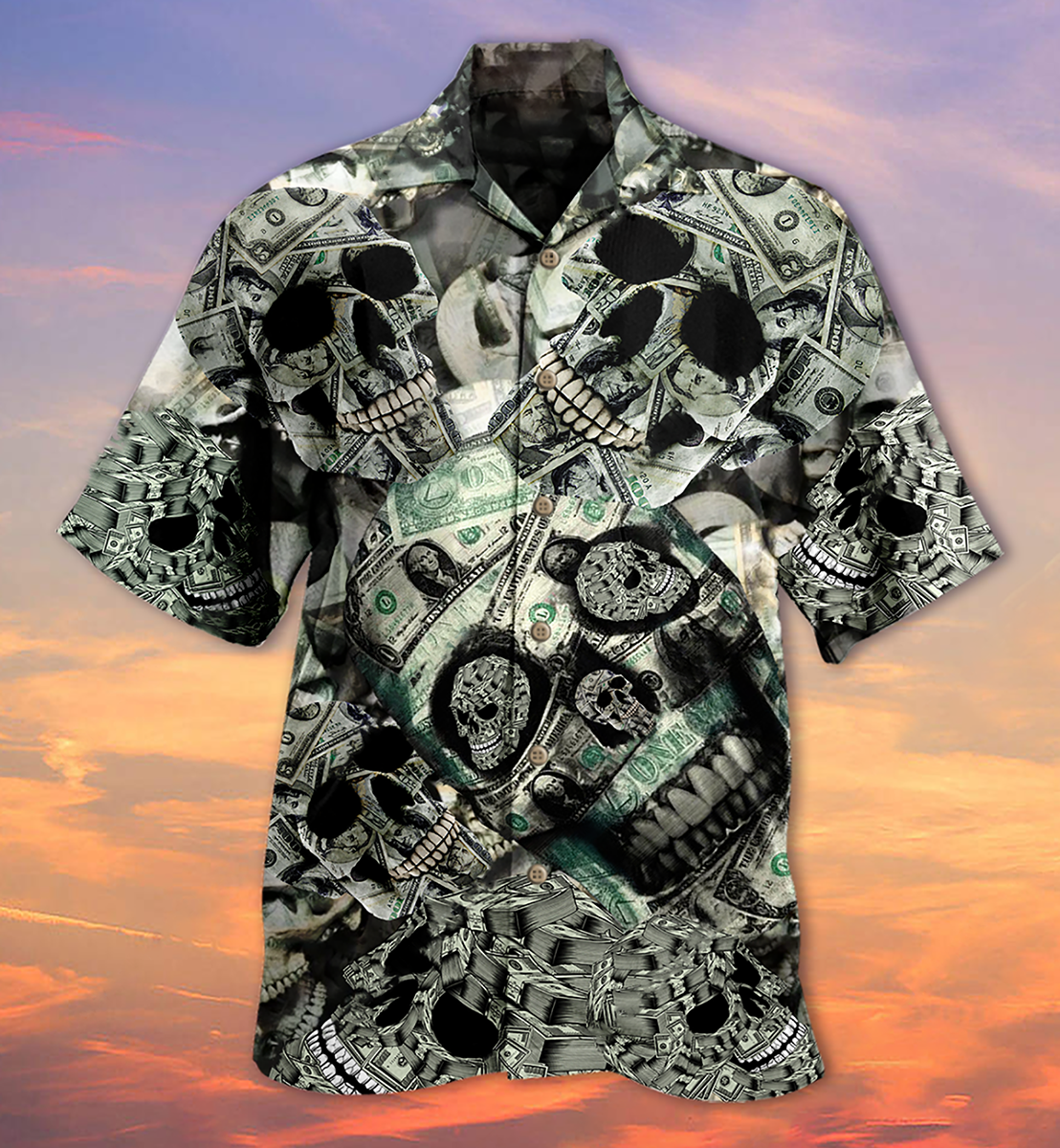 Skull Love Money - Hawaiian Shirt - Owls Matrix LTD