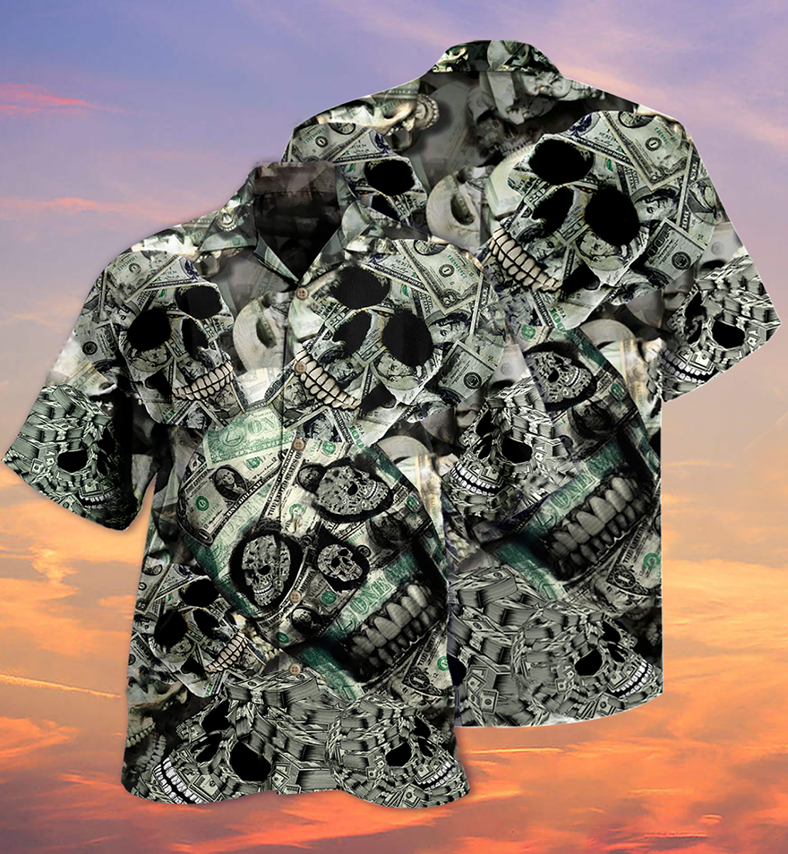 Skull Love Money - Hawaiian Shirt - Owls Matrix LTD