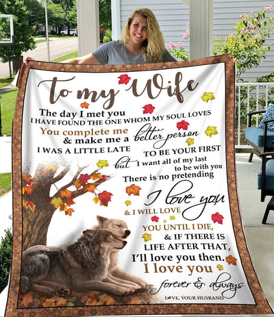 Wolf To My Wife The Day I Met You - Flannel Blanket - Owls Matrix LTD
