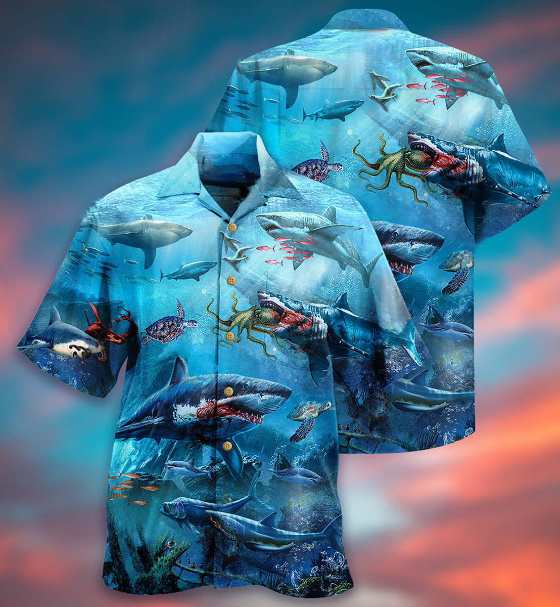 Shark Assassin Style - Hawaiian Shirt - Owls Matrix LTD