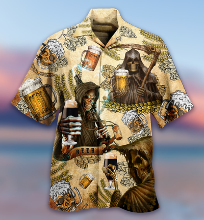 Beer Skull Love Beer Happy Day - Hawaiian Shirt - Owls Matrix LTD