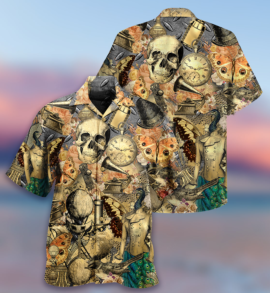 Skull Retro Style - Hawaiian Shirt - Owls Matrix LTD