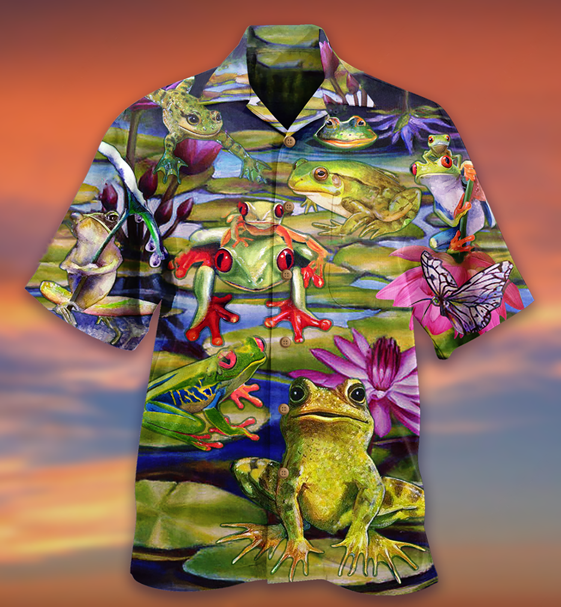 Frog Love Lake - Hawaiian Shirt - Owls Matrix LTD