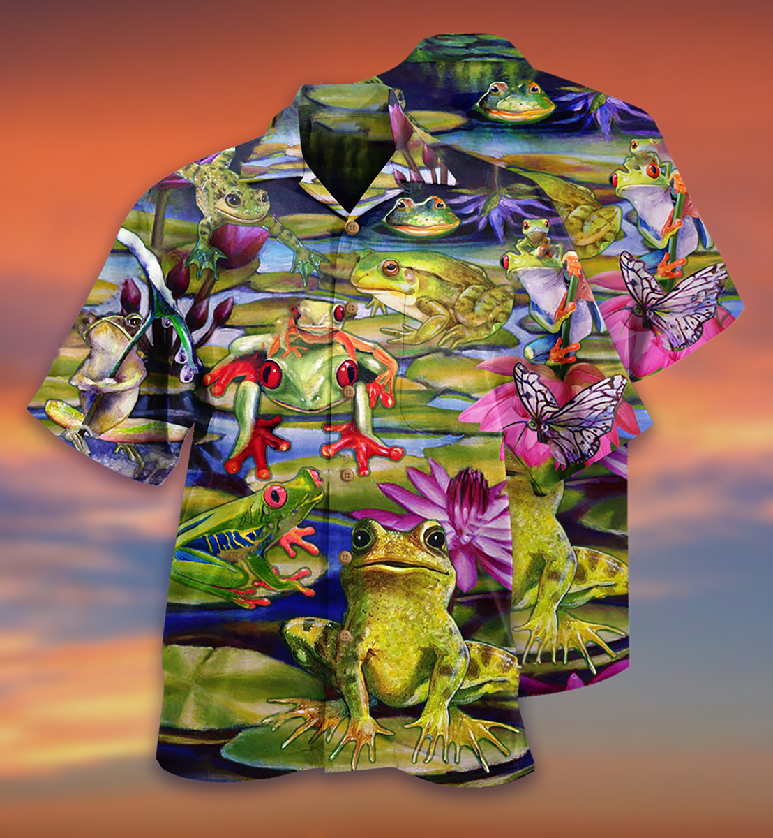 Frog Love Lake - Hawaiian Shirt - Owls Matrix LTD