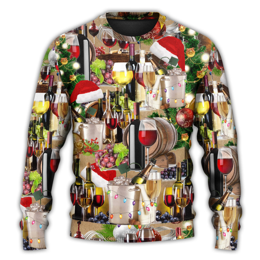 Christmas Sweater / S Christmas Wine For A Christmas Night - Sweater - Ugly Christmas Sweaters - Owls Matrix LTD