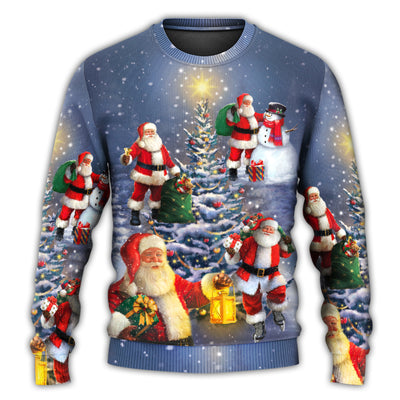 Christmas Sweater / S Christmas Santa Claus In Love Light Xmas Tree - Sweater - Ugly Christmas Sweaters - Owls Matrix LTD