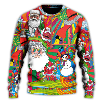 Christmas Sweater / S Hippie Santa Merry Xmas - Sweater - Ugly Christmas Sweaters - Owls Matrix LTD
