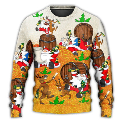 Christmas Sweater / S Christmas Santa Claus Drunk Beer Funny Happy Xmas - Sweater - Ugly Christmas Sweaters - Owls Matrix LTD