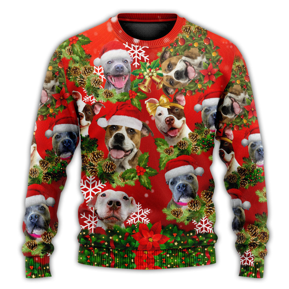 Christmas Sweater / S Pitbull Christmas Pitbulls Are Family - Sweater - Ugly Christmas Sweaters - Owls Matrix LTD