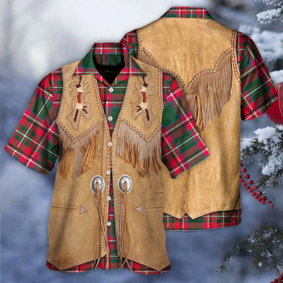 Christmas Santa Vintage Western Jacket Fringe - Hawaiian Shirt - Owls Matrix LTD