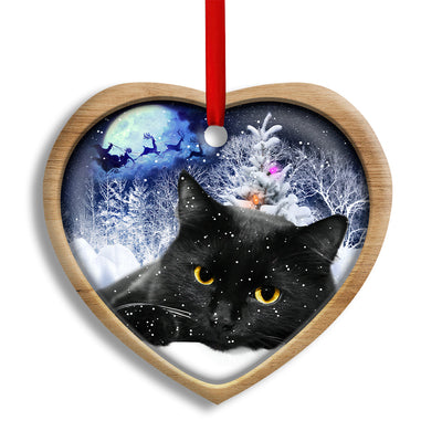 Pack 1 Christmas Black Cat Love Xmas Light Decor Tree Hanging - Heart Ornament - Owls Matrix LTD