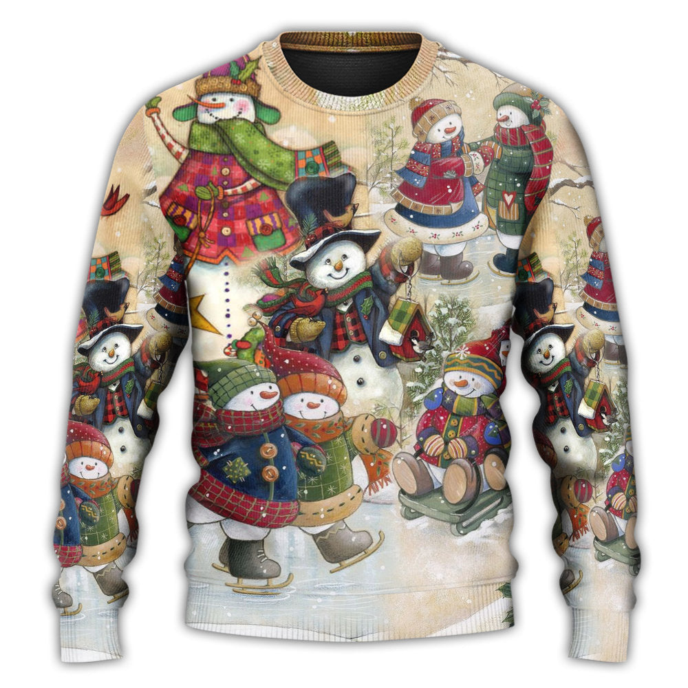 Christmas Sweater / S Christmas Couple Snowman Lover Winter Xmas - Sweater - Ugly Christmas Sweaters - Owls Matrix LTD