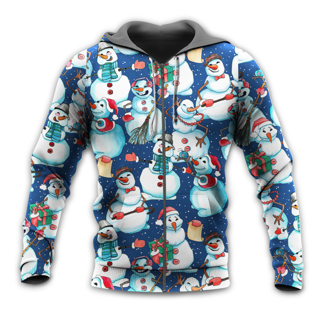 Zip Hoodie / S Christmas Happy Snowman Xmas - Hoodie - Owls Matrix LTD