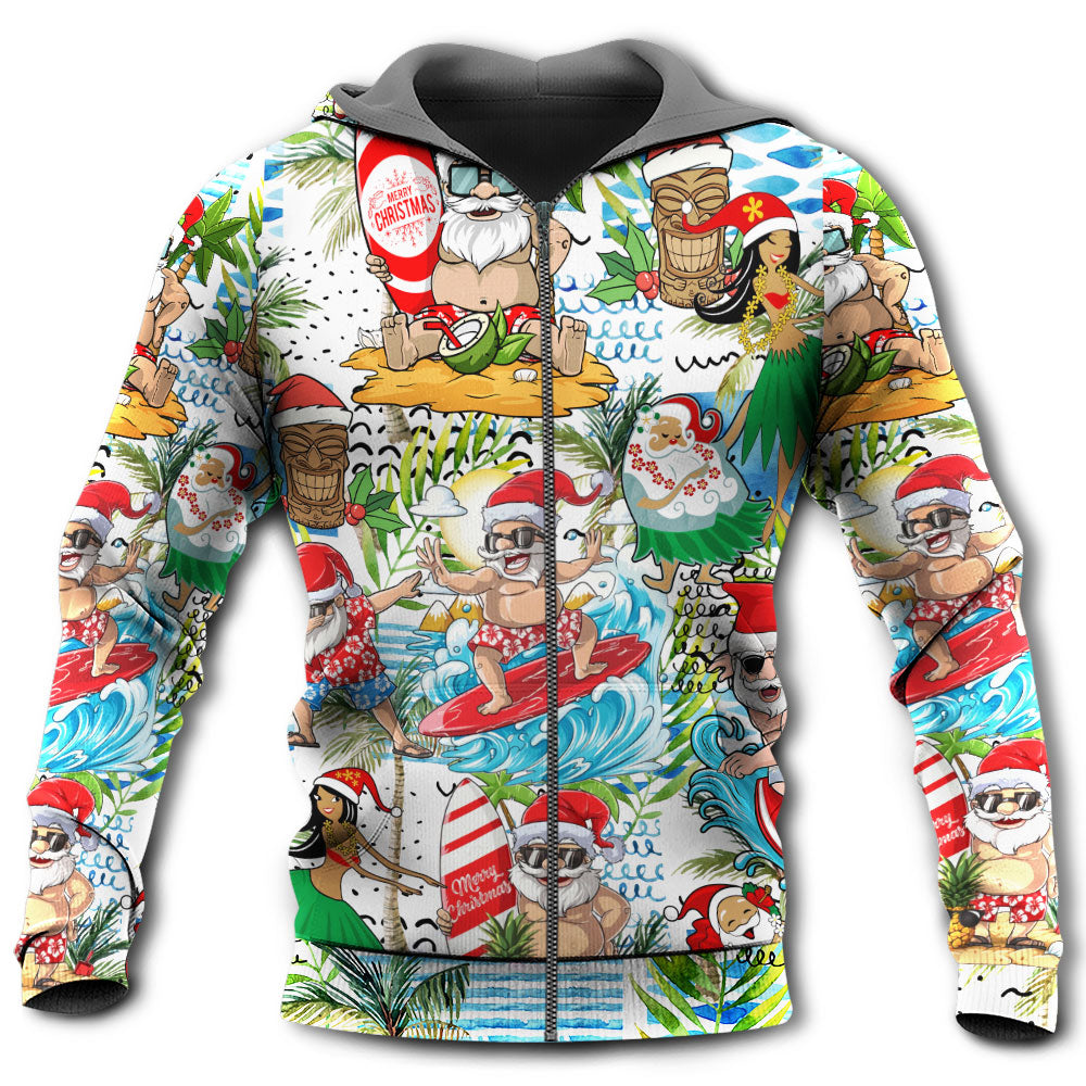 Zip Hoodie / S Christmas Santa Aloha Beach Vibe - Hoodie - Owls Matrix LTD