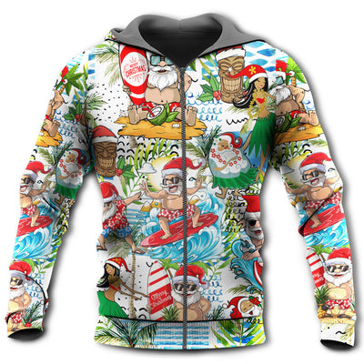 Zip Hoodie / S Christmas Santa Aloha Beach Vibe - Hoodie - Owls Matrix LTD