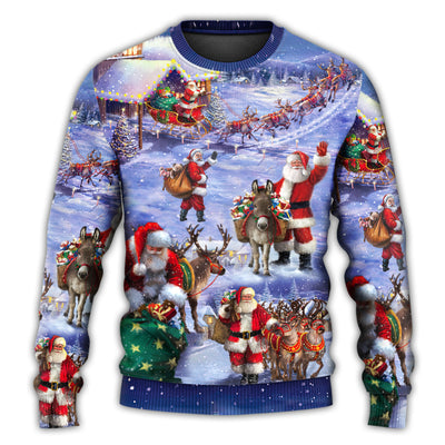 Christmas Santa Claus Story Night Gift For Xmas Painting Style - Sweater - Ugly Christmas Sweaters - Owls Matrix LTD