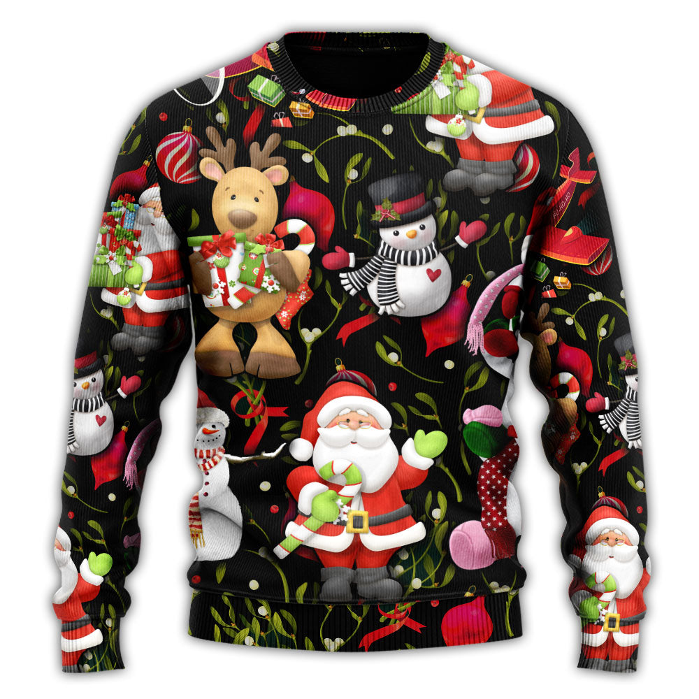 Christmas Sweater / S Christmas Joyful Santa Snowman Merry Xmas - Sweater - Ugly Christmas Sweaters - Owls Matrix LTD
