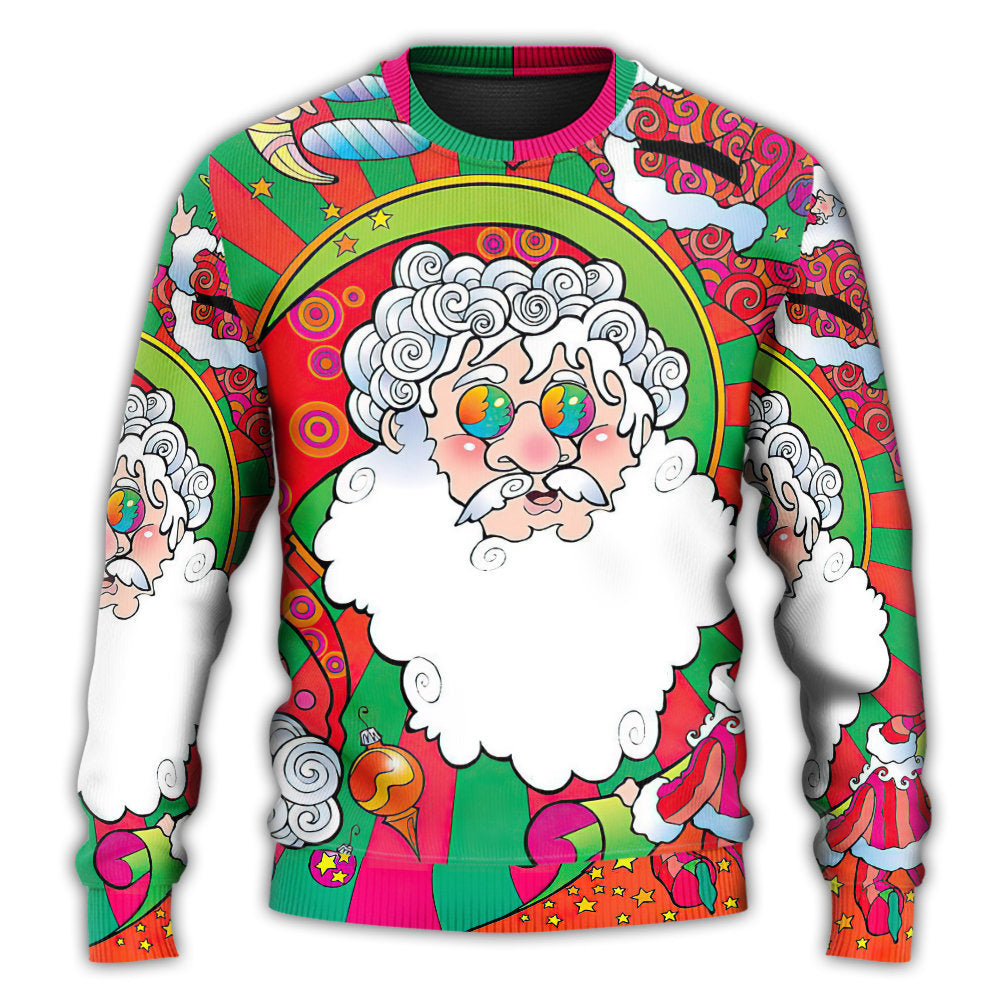 Christmas Sweater / S Christmas Santa Claus Psychedelic Colorful Hippie - Sweater - Ugly Christmas Sweaters - Owls Matrix LTD