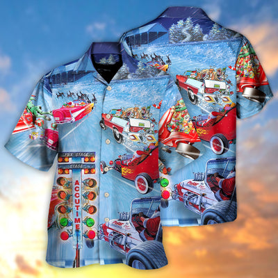 Christmas Santa Claus Start Drag Racing Light - Hawaiian Shirt - Owls Matrix LTD