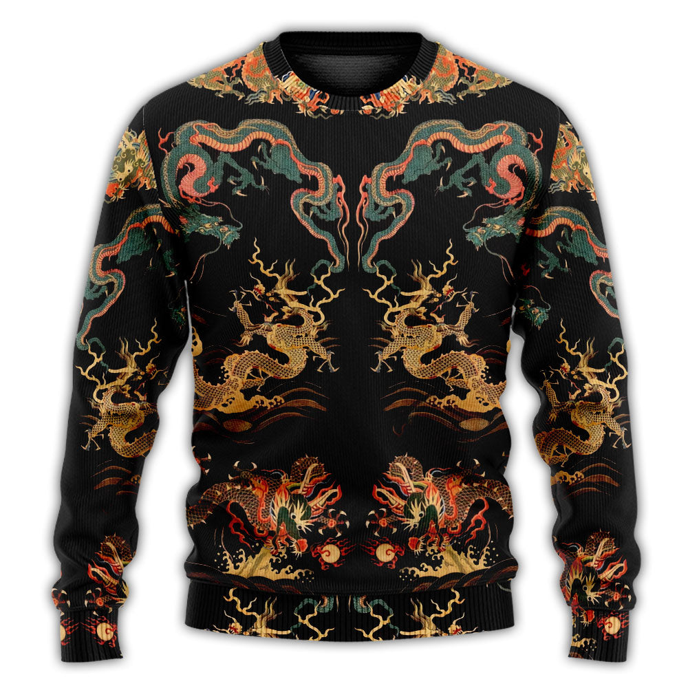 Christmas Sweater / S Dragon Chinese Dragon Royal - Sweater - Ugly Christmas Sweaters - Owls Matrix LTD