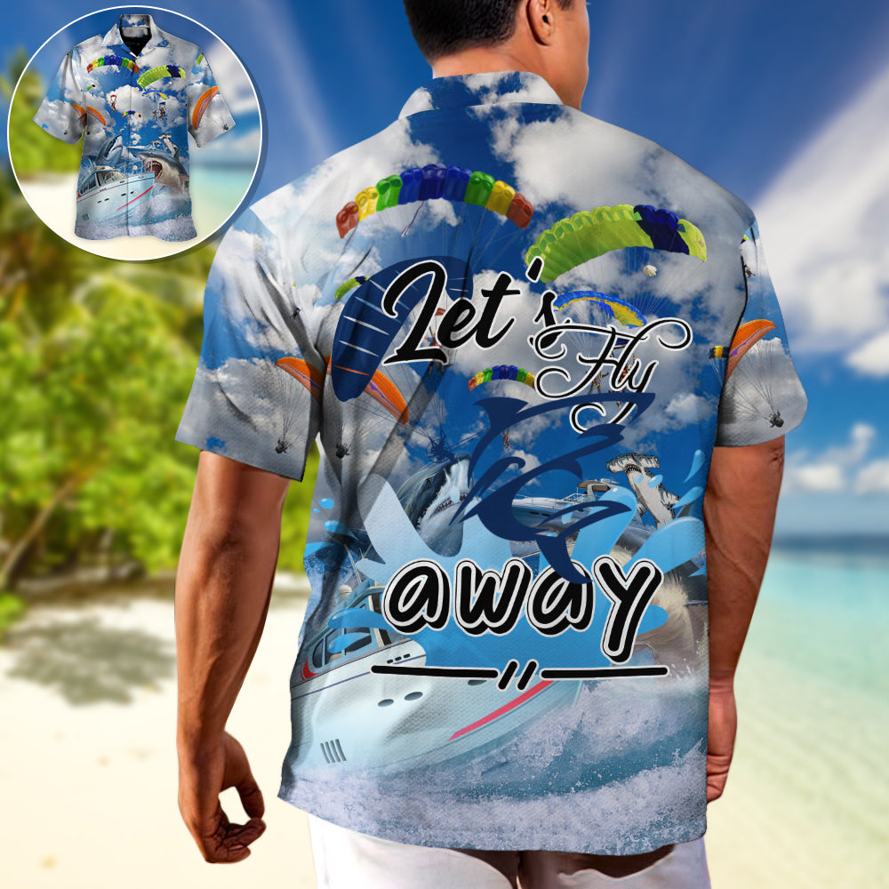 Parasailing Let's Fly Away With Shark - Hawaiian Shirt