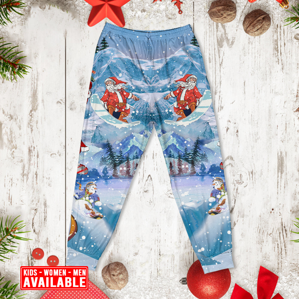 Christmas Close To Heaven Down To Earth Snowboarding - Pajamas Long Sleeve - Owls Matrix LTD