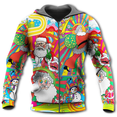 Zip Hoodie / S Hippie Santa Merry Xmas - Hoodie - Owls Matrix LTD