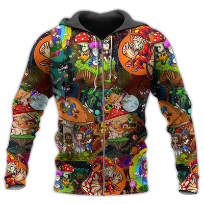 Zip Hoodie / S Hippie Mushroom Trippy Colorful Lover - Hoodie - Owls Matrix LTD