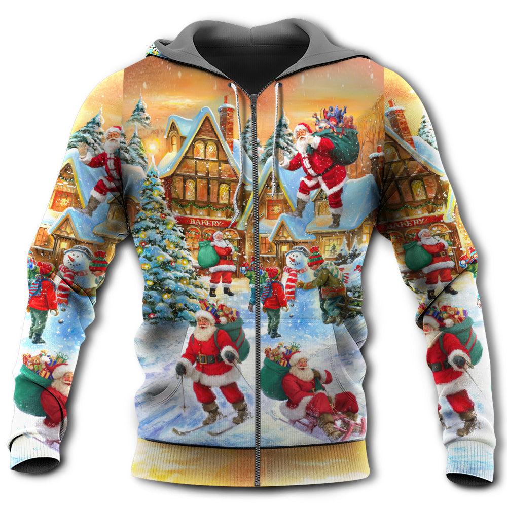 Christmas Santa Claus In The Town Xmas Is Coming - Hoodie - Owls Matrix LTD