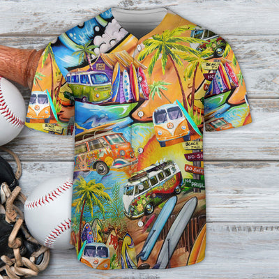 Hippie Bus Hippie Beach Vibe - Baseball Jersey - Owls Matrix LTD