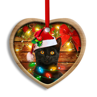 Pack 1 Christmas Black Cat Funny Xmas Light Decor Tree Hanging - Heart Ornament - Owls Matrix LTD