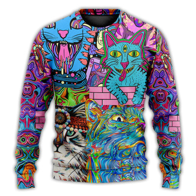 Christmas Sweater / S Hippie Cat Wonderful World - Sweater - Ugly Christmas Sweaters - Owls Matrix LTD