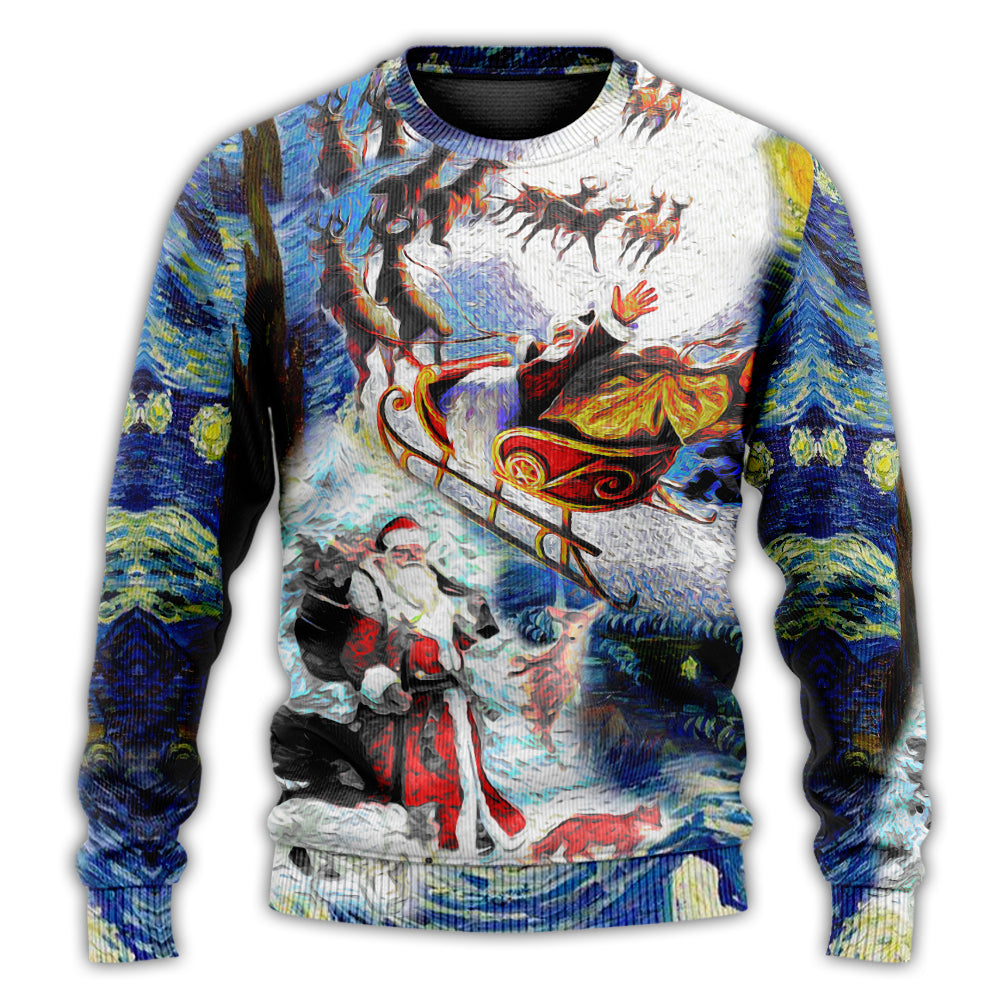 Christmas Sweater / S Christmas Friendly Santa With Animals - Sweater - Ugly Christmas Sweaters - Owls Matrix LTD