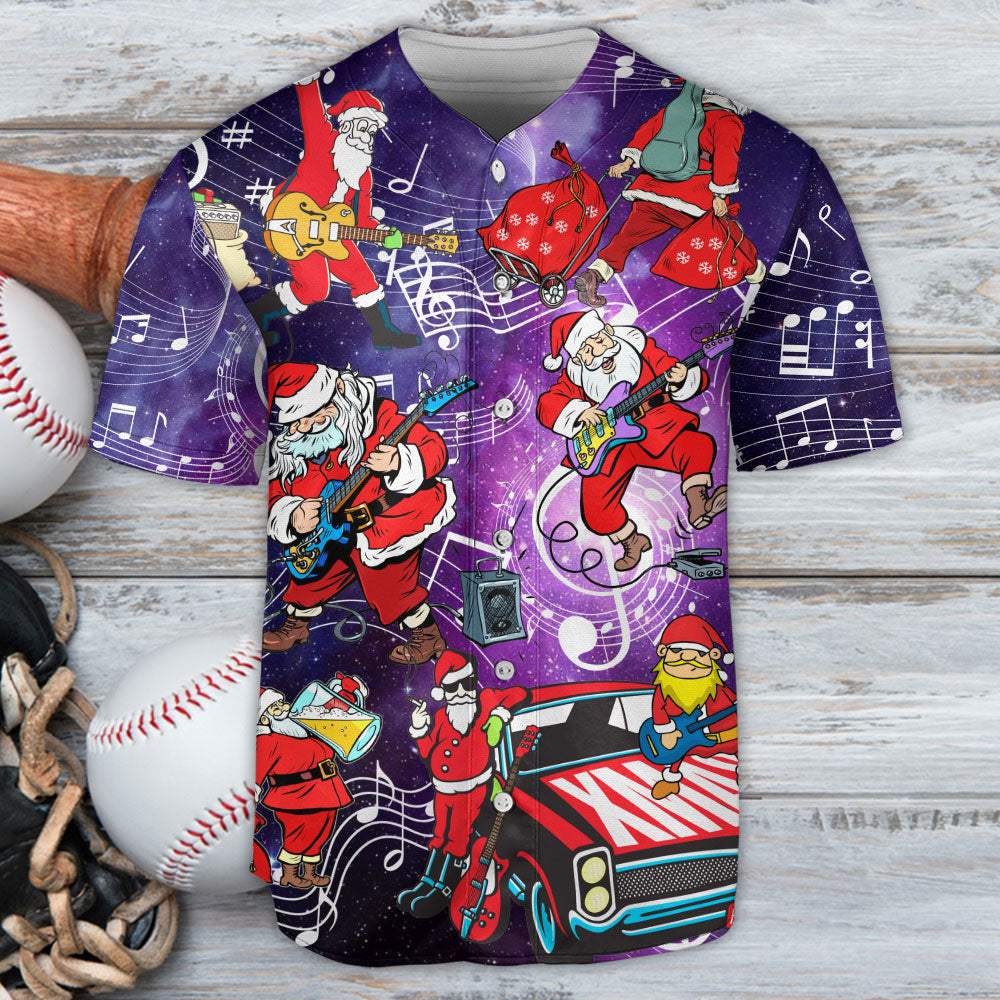 Guitar Santa With Guitar Be The Music Of Yourself - Baseball Jersey - Owls Matrix LTD