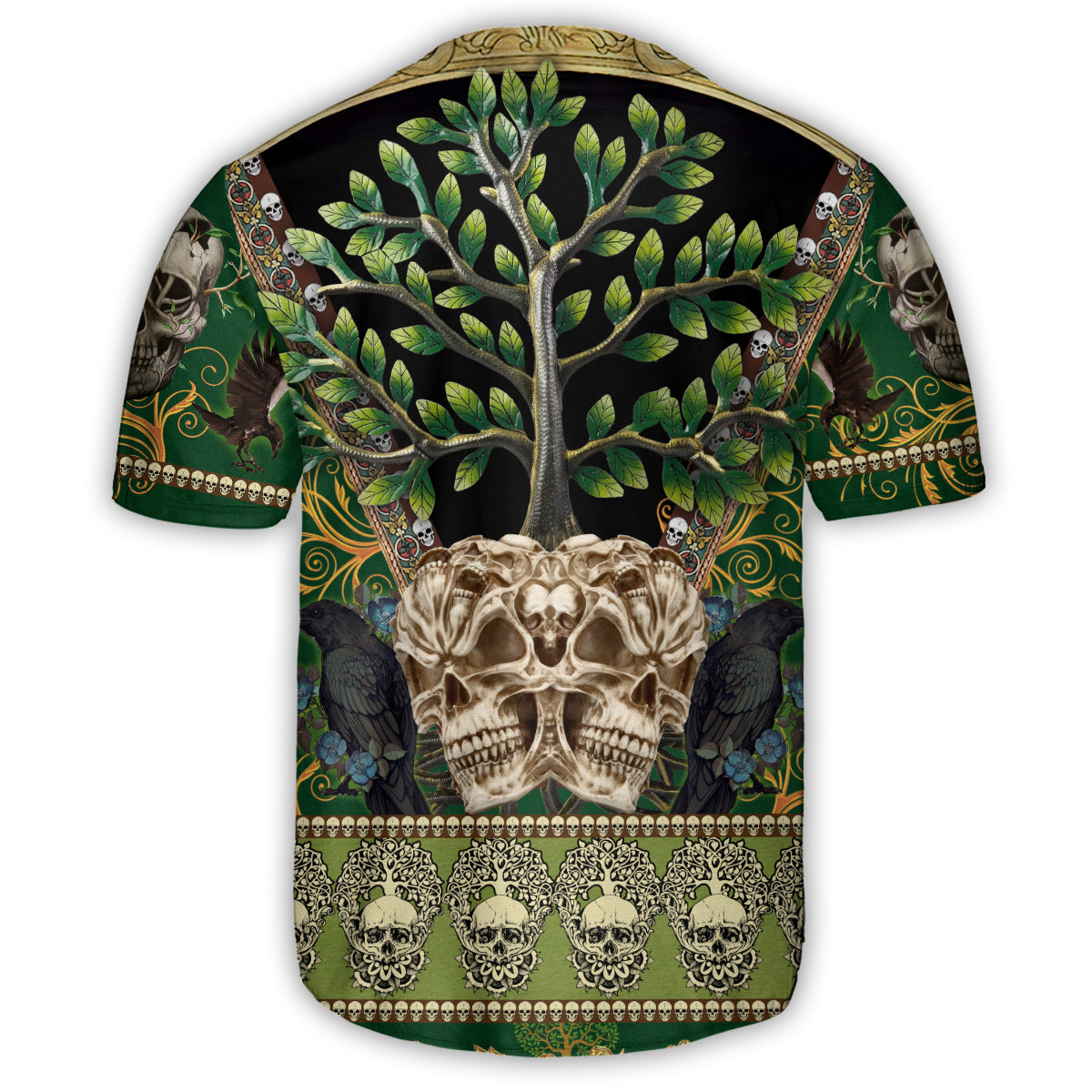 Skull Trees Style Love Green - Baseball Jersey - Owls Matrix LTD