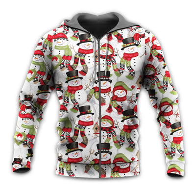 Zip Hoodie / S Christmas Snowman Family Happy Christmas - Hoodie - Owls Matrix LTD