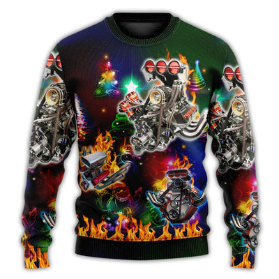 Christmas Sweater / S Hot Rod Christmas Tree Fire - Sweater - Ugly Christmas Sweaters - Owls Matrix LTD
