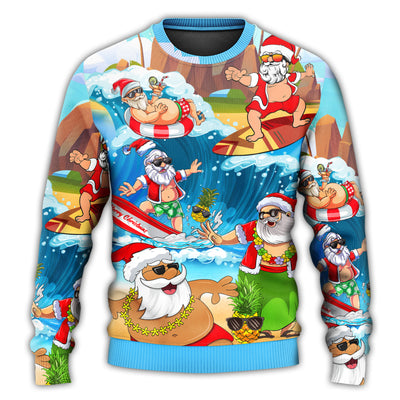 Christmas Sweater / S Christmas Santa Claus Play On The Beach Mele Kalikimaka Funny - Sweater - Ugly Christmas Sweaters - Owls Matrix LTD