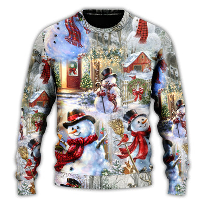 Christmas Sweater / S Christmas Snowman Merry Xmas - Sweater - Ugly Christmas Sweaters - Owls Matrix LTD