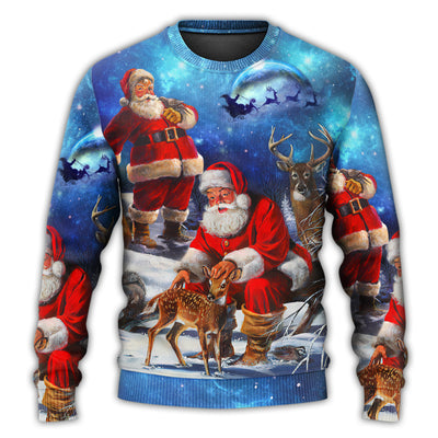 Christmas Santa Claus Xmas Is Coming Sky Night Art Style - Sweater - Ugly Christmas Sweaters - Owls Matrix LTD